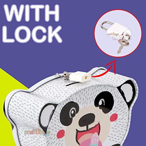 Image of Zest 4 Toyz Money Bank for Kids Piggy Bank Metal Body Money Saving ATM with Lock and Key Secure Coin Bank for Kids Best Return Gift - Black White