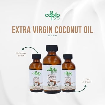 Capilo Extra Virgin Coconut Oil (2 Fl Oz) - Hair and Skin Care, Natural Ingredients, Paraben-Free, Salt-Free, Sulfate-Free, Silicone-Free, Mineral Oil-Free