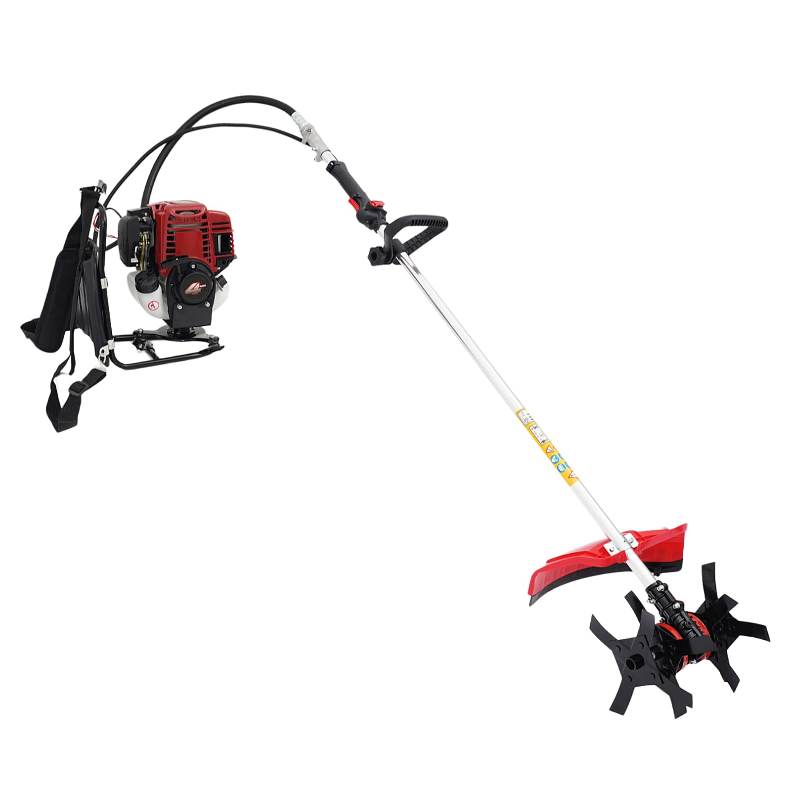 Kosiarka ogrodowa 2 w 1, spalinowa kosiarka spalinowa 36 CC 1000 W, szerokość cięcia 27 cm i szerokość spulchniania 32 cm, kosiarka spalinowa z silnikiem czterosuwowym, plecak, glebogryzarka