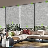 Yoolax Motorized Smart Blind for Window with Remote Control, Automatic Blackout Roller Shade Compatible with Alexa, Child Safety Rechargeable Battery Blind with Valance (Foggy Grey)