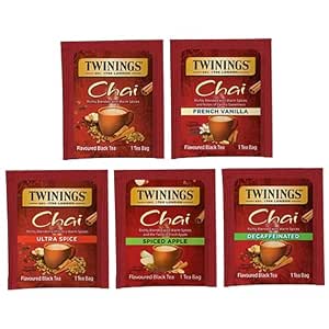 Twinings Chai Black Tea Bag Sampler, 20 Count, 5 Flavours