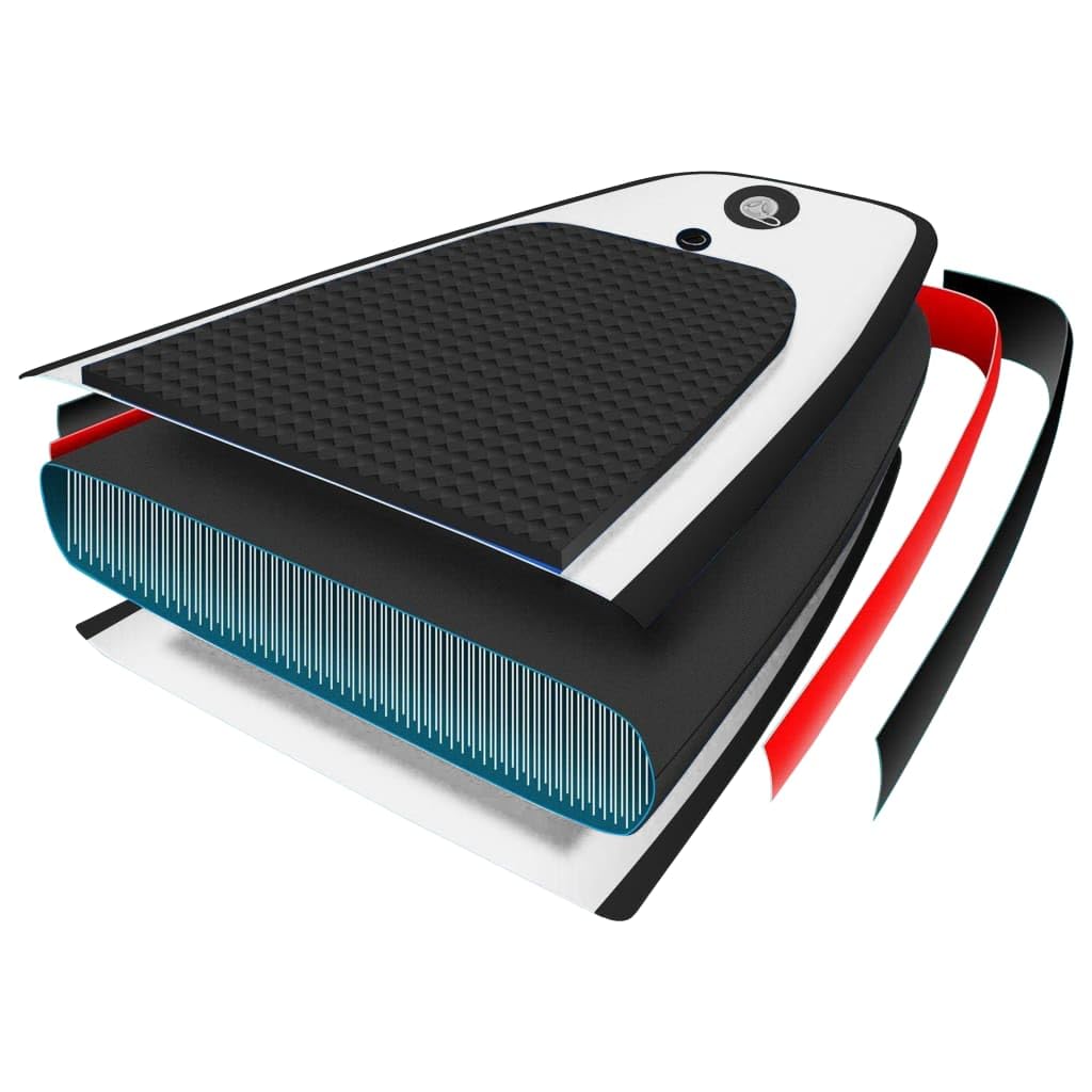 Aufblasbares Stand-Up-Paddleboard-Set für Outdoor-Freizeitaktivitäten, schwarz-weiß, Bootfahren und Wassersport
