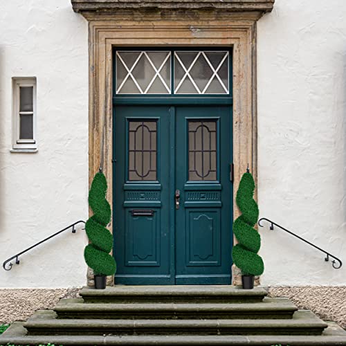 Topiary Trees Artificial Outdoor 2 Pack, Spiral Tree, Faux Boxwood Plants, 4 Feet, Fake Bushes, Front Door Topiaries, Outside Porch Plant, Feaux Toparies For Entryway, Christmas, Decor | Houseables #TOP4