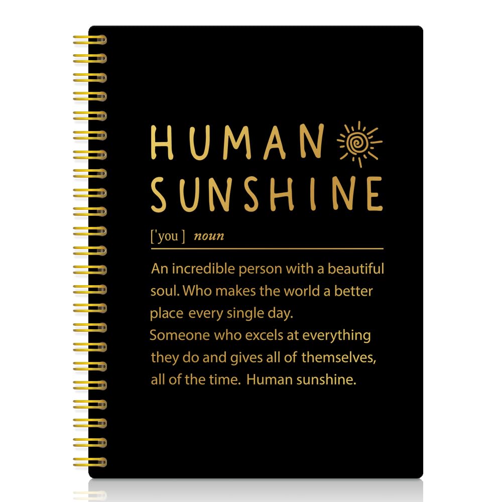 XQLZY Human Sunshine Definition Black Spiral Double Sided Notebook, Human Sunshine Gifts Women Colleague Leade Friend, Motivational Appreciation Gifts