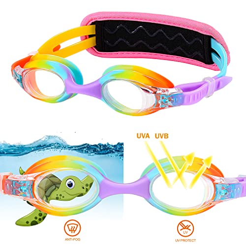 Ruigao No Tangle Swim Goggles With Padded Strap For Girls, Kids 3-6, Toddler, #TOP2