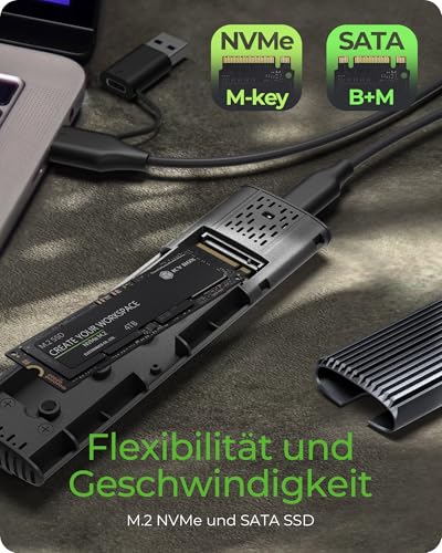 Caja externa ICY BOX para SSD M.2 NVMe SATA USB 3.2 miniatura 4