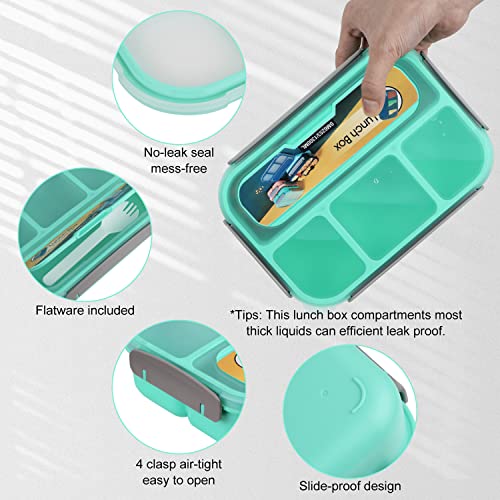 Image of MaMix Bento Lunch Box Adult Lunch Box, Lunch Box Kids, Lunch Containers for Adults /Kids /Students,1300ML-4 Compartment Bento Lunch Box (green)