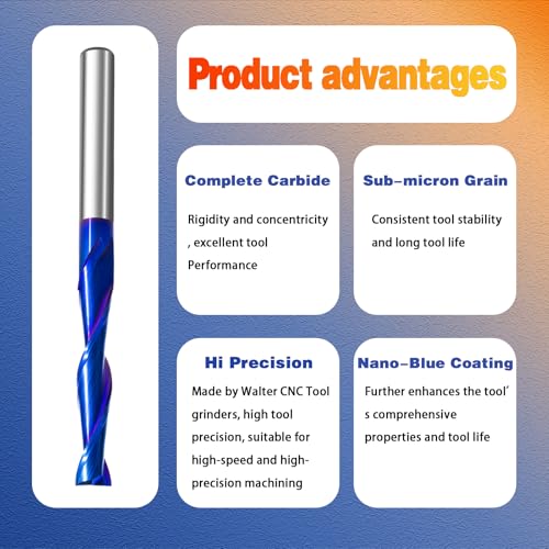 Image of 2PCS Up Cut Carbide Spiral Router Bits 1 /4 inch Shank 1 /4 inch Cutting Diameter 3 OAL Solid Carbide Router Bit for Wood, Plastic & CNC Engraving