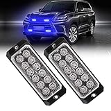 【Alto Brillo Luces del Estroboscópico del Coche 】Cada lámpara tiene 12 bombillas LED de alto brillo, chip LED de alta potencia de 36 W, luces estroboscópicas de emergencia, diseño ultrafino a prueba de agua, lente de PC con carcasa de aleación de aluminio de alta calidad.