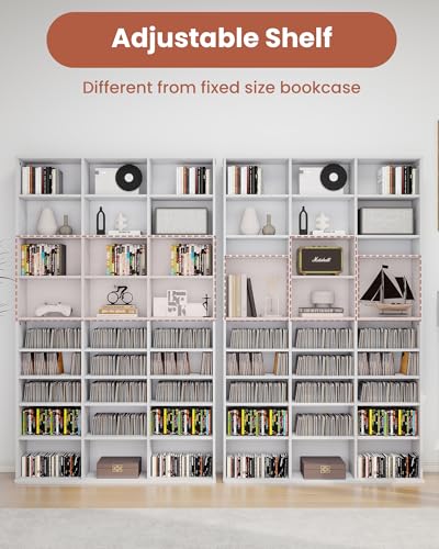 VPSMAT DVD Storage Shelf with Adjustable Shelves, 8-Tier Modern Media Tower for CDs, DVDs, Video Games, DVD Rack Cabinet Organizer for Living Room, Bedroom, Office