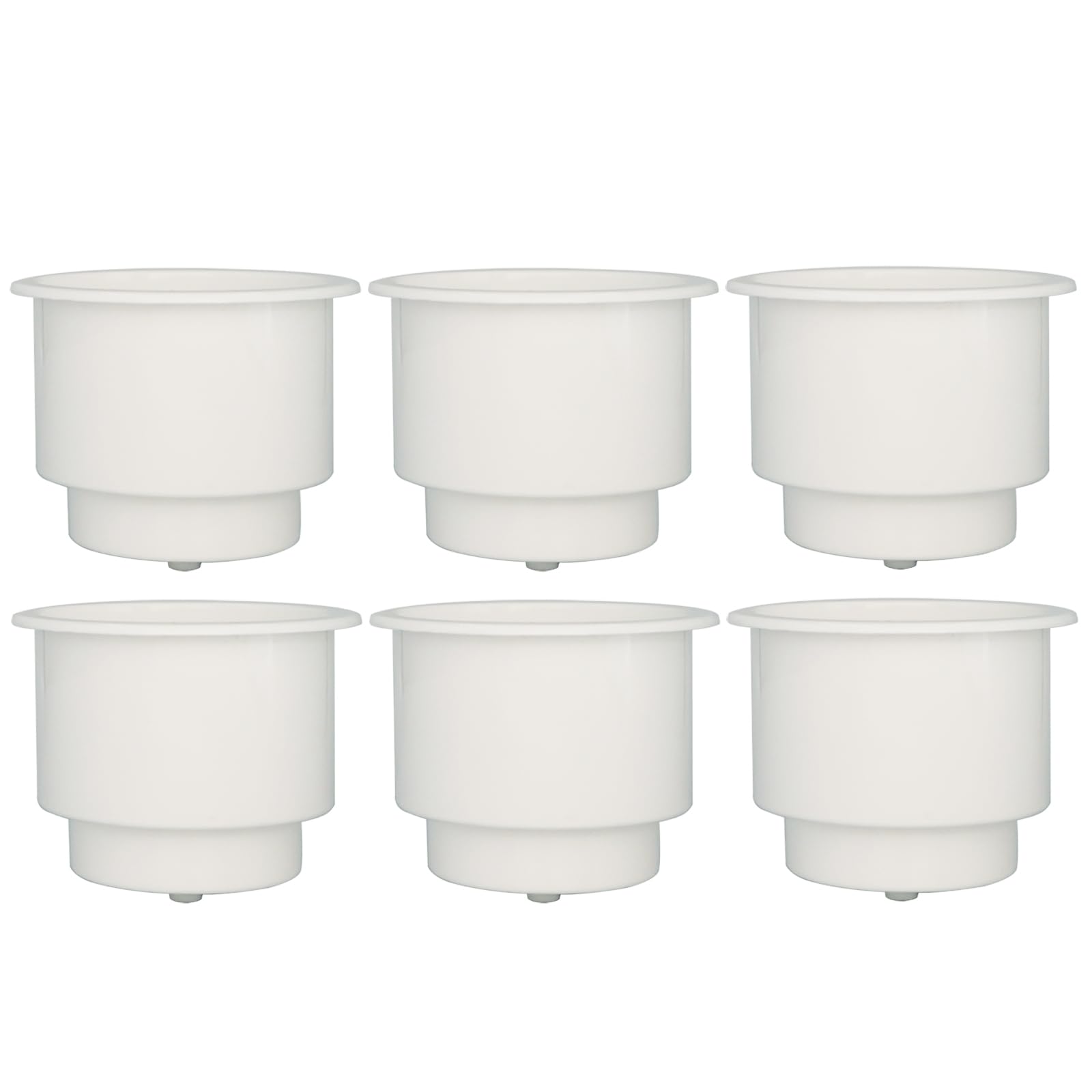 YuanheWhite Plastic Cup Drink Holder Insert with Drain for Boat Car Marine Rv, 6PCS