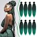 8 Packs Pre-Stretched Braiding Hair 20" Braids Professional Yaki Synthetic Hair for Crochet Twist (20" 8 Packs, T1B/Green)