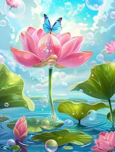 Pintura por números kit manualidades adultos con lienzo numerado de loto W0-354 sin marco