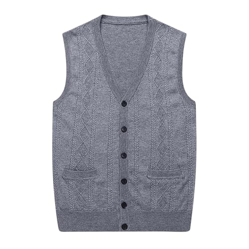Muscularfit Oversized Sweater Vest Button Up Plain Cable Knit Sweater Vest V Neck Causal Relaxed Fit Sleeveless Pullovers Top