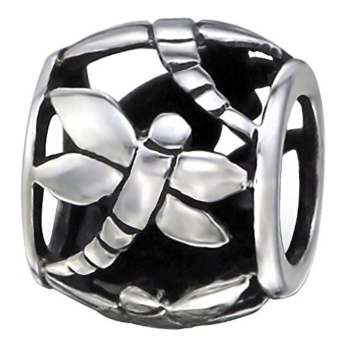 So Chic Jewels - Sterling Silver Charm Bead - Dragonfly - Compatible with Pandora, Trollbeads, Chamilia, Biagi