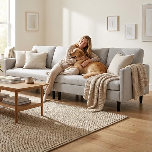 Gizoon Modular Sectional Sofa, Convertible L Shaped Couch, 4 Seat Sofa | Modern Couch with Detachable Modules, Terry Cloth Fabric, 6 Legs for Living Room, Apartment, Small Space, Dark Grey
