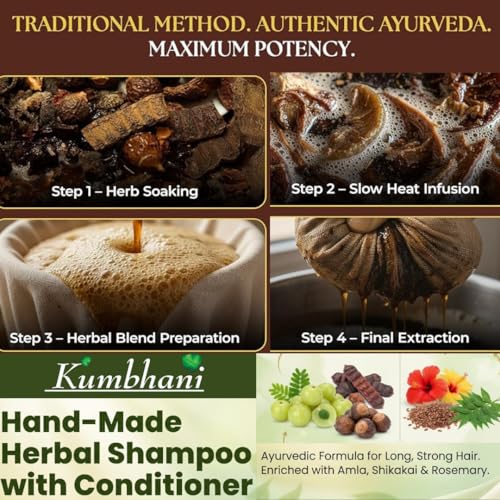 Image of Herbal Shampoo with Conditioner 200ml | Amla, Aritha, Shikakai | Hand Made for Strong Hair Growth & Anti-Hair Fall | Natural Hair Cleanser for Men & Women