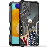 Cass Creations Case Compatible with Samsung Galaxy A53 5G - Shockproof Hybrid Bumper Protective Cover - Anti-Slip Grip Design - American Bald Eagle Flying with Flag