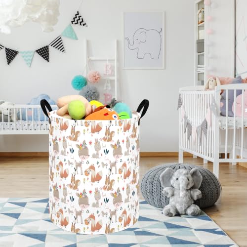 Image of 19.7 inch Round Kids Laundry Basket Gift Basket Storage Laundry Hamper Laundry Basket Baby Toys Nursery Bin with Handles,Storage Basket for Kids Room Bedroom Decor