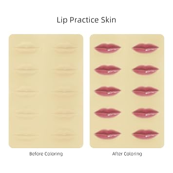 Tattoo Skin Practice 3D Microblading Practice Lips Skin Permanent Makeup Lips Silicone Skin Cosmetic Makeup Lips Tattoo Training (10 Lips)
