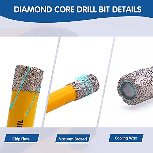 Highdril Dry Diamond Drill Bits 5Pcs 6Mm 1/4" With Quick-Fit Hex Shank For Granite Marble Porcelain Tile Ceramic #TOP4