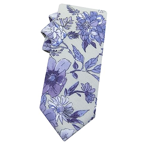 Image of Mantieqingway Men's Cotton Floral Neck Tie 2.56'' Printed Skinny Tie