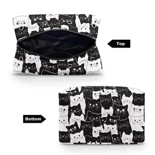Image of Drnuikhe Black Cats Knitting Bag Yarn Storage Organizer, Portable Knitting Tote Basket Yarn Bags for Crochet Hooks Yarn Holder for Crocheting Knitting Accessories Crochet Gift for Mother Wife