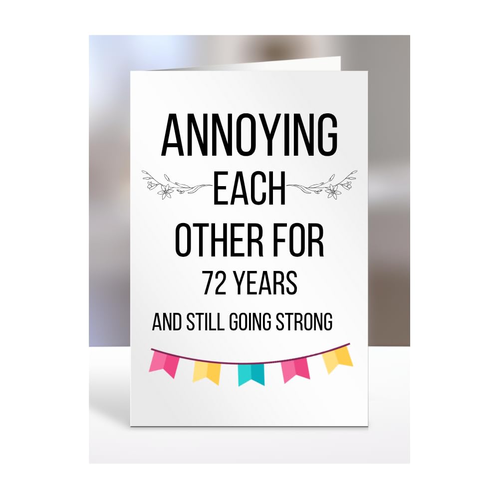 Annoying Each Other for 72 YEARS, Funny 72nd Wedding Anniversary Card, Anniversary, Present for Christmas, Gifts for Couple, Friends, Husband or Wife, Work, Grandparents, A5-78_73 โ image 1