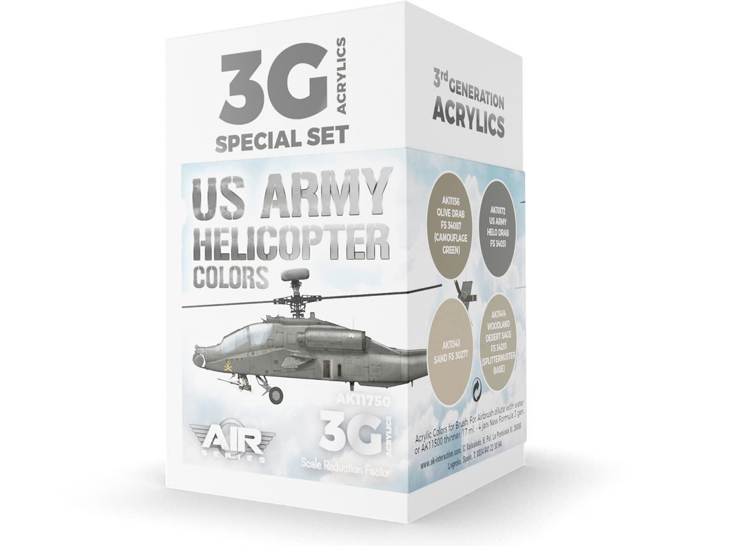 AK Interactive AK11750 - US Army Helicopter Colors Set 3G 4x17ml - New