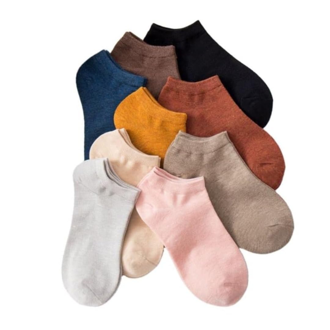 Pack Of 10 Low Ankle Length Colorful Cotton Socks For Womens & Girls | Cute Printed Cotton Socks For Girls In Random Designs (Color As Per Stock)-image-16