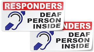 First Responders Deaf Person Inside Sticker Decal (4" x 2", 2 Pieces) - Protect Your Family by Flippin Stickers