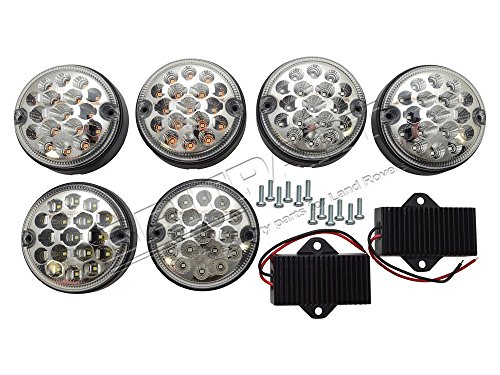 BRITPART/WIPAC NAS STYLE LED CLEAR UPGRADE REAR LAMPS KIT OEM COMPATIBLE WITH LAND ROVER DEFENDER PART # DA1143CL
