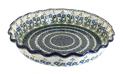 Blue Rose Polish Pottery - Blue Posy Pie Plate - 10 Blue Rose Polish Pottery - Blue Posy Pie Plate - 10