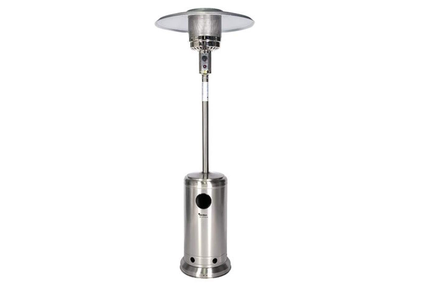 Stufa A Fungo Professionale Gpl 13kW In Acciaio Inox Riscaldatore Esterno Da 2.21 Mt Con Ruote Sicurezza Per Terrazze e Giardini Colore Silver