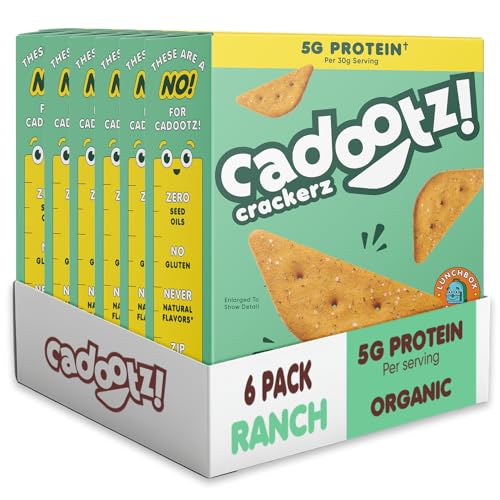 cadootz! Organic Seed Oil Free Protein Crackers, GF, Ranch, 6 Pack