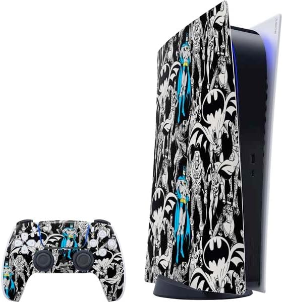 Skinit Decal Gaming Skin Compatible with PS5 Digital Edition Bundle - Officially Licensed DC Comics Batman Vintage Pose Collage Art Design