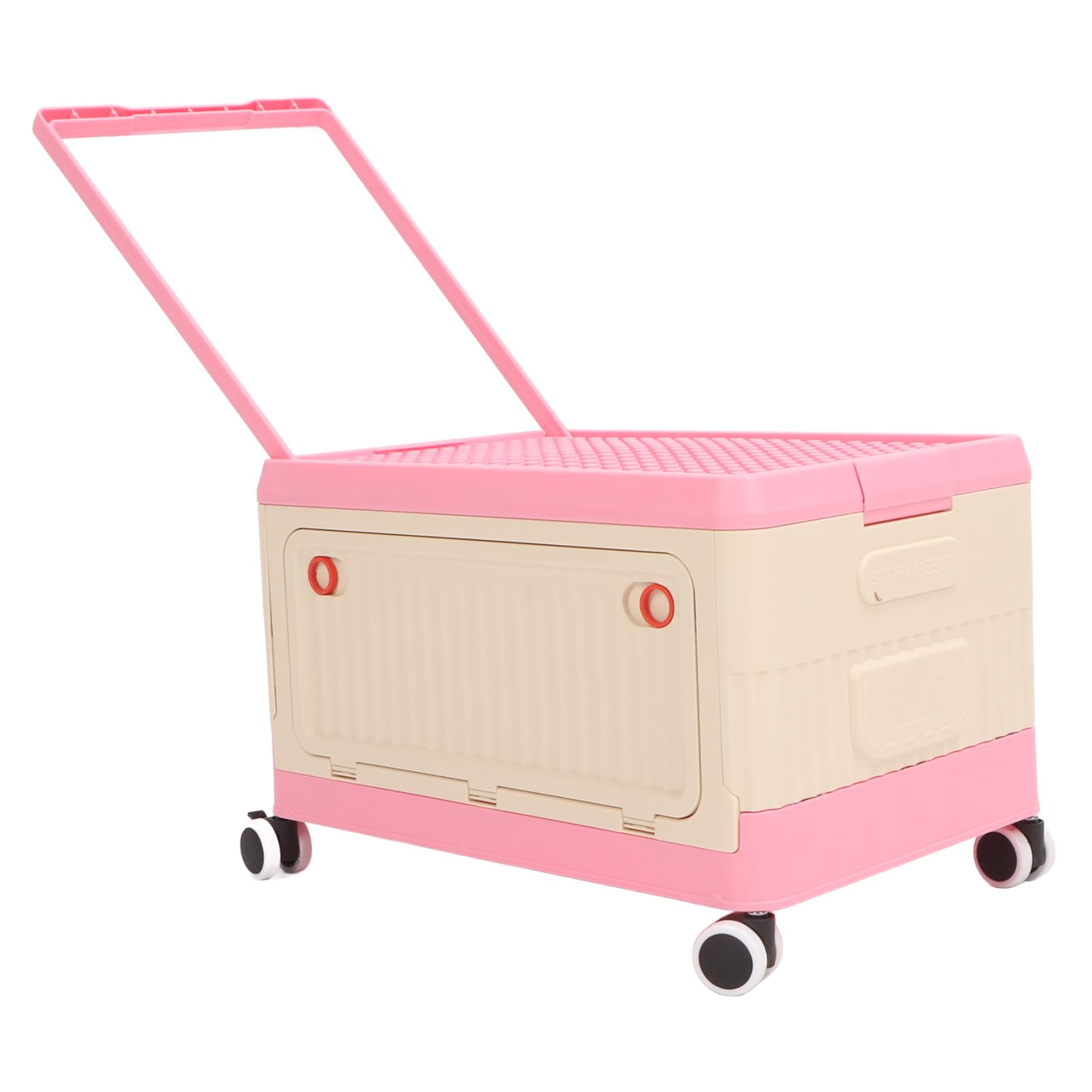 Jiawu Contenedor de Almacenamiento de Juguetes con Ruedas, Organizador de Almacenamiento de Juguetes Plegable, Organizador de Juguetes PP, Ahorro de Espacio para Refrigerios (PINK)