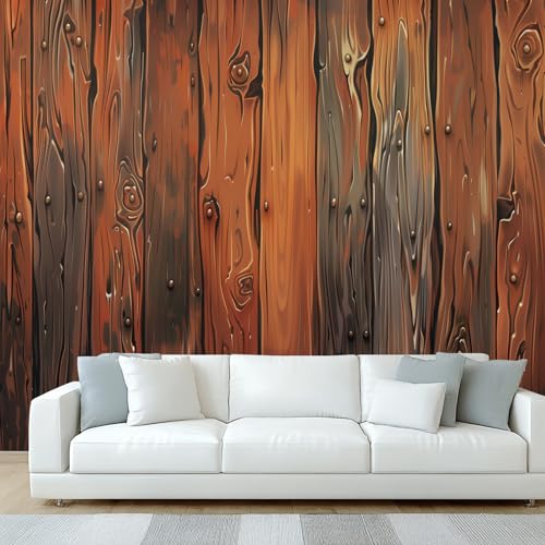 Générique Papier Peint Panoramique Imitation Bois Marron, Papier Peint Effet Bois, Fresque Murale, Decoration Chambre Salon, 350 x 256 cm