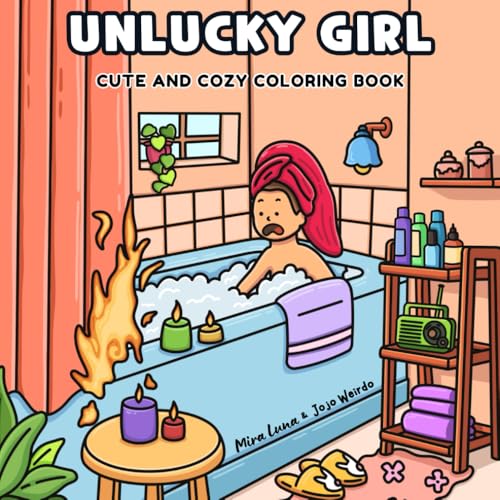 Unlucky Girl: A Parody Coloring Book of clumsy and unfortunate Girl Moments: 36 Hilarious Hand-Drawn Scenes for Adults and Kids image 2