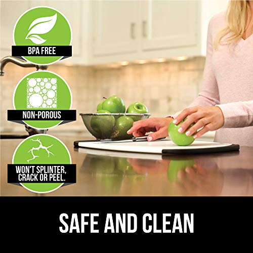 Gorilla Grip Original Oversized Cutting Board, 3 Piece, BPA Free, Dishwasher Safe, Juice Grooves, Larger Thicker Boards, Easy Grip Handle, Non Porous, Extra Large, Kitchen, Set of 3, Black