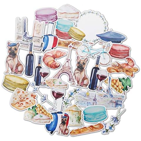 Navy Peony Romantic France Travel Stickers Cover