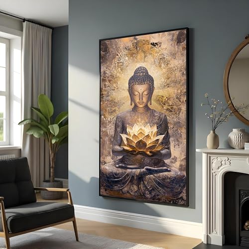 Art mural méditatif et impression de lotus pour décoration intérieure