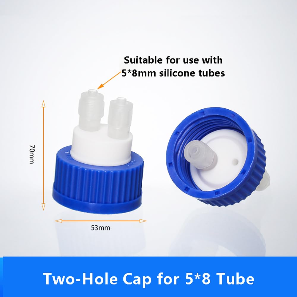 GL45 Wielootworowa zakrętka do butelki z gwintem — laboratoryjna pokrywa do napełniania zapewniająca bezpieczne połączenia w laboratorium i przemyśle(2Hole-Cap-5x8)