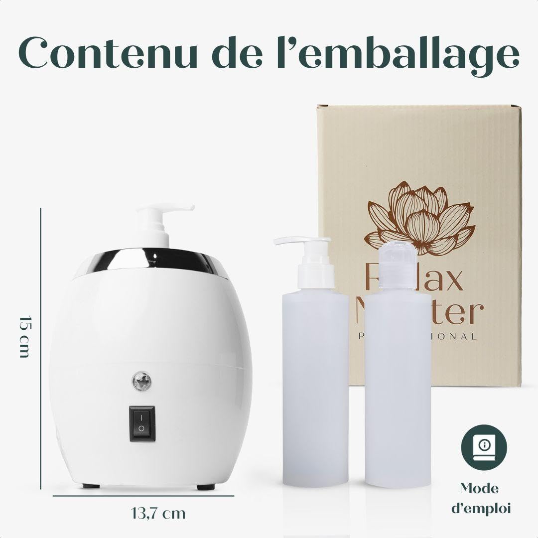 Relax Master® Chauffe-huile de massage 2.0 Professionnel Électrique avec 2 Distributeurs