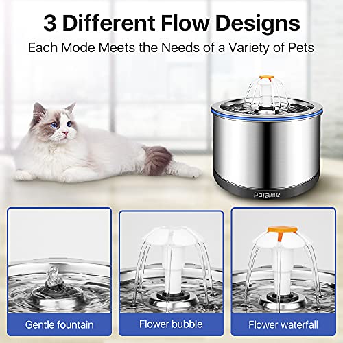 POLAME Cat Water Fountain Stainless Steel, Automatic Water Fountain for Cats Inside, Ultra-Quiet Pet Fountain Dog Water… - Image 6