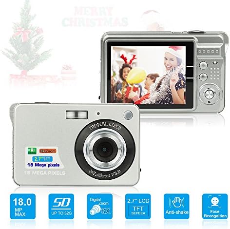 HD Mini Digital Cameras,Point and Shoot Digital Cameras for Kids Teenagers Beginners-Travel,Camping,Outdoors,School (Silver)