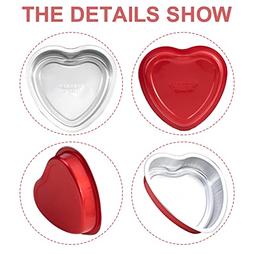 Heyyumi Aluminum Foil Mini Heart Cake Pan, 25Pcs 9Oz Disposable Heart Shaped Cake Pans With Lids,Cupcake Liners Muffin Tins,Cupcake Baking Cups Ramekins Containers For Valentine's Day(Red) #TOP2