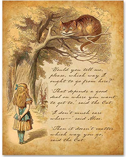 Alice in Wonderland Cheshire Cat Vintage 11x14 Unframed Poster -Antique-style Alice in Wonderland Print, Cheshire Cat Wall Art, Alice Poster, Lady Alice Decor, Cat Bedroom Decor, Wonderland Wall Décor