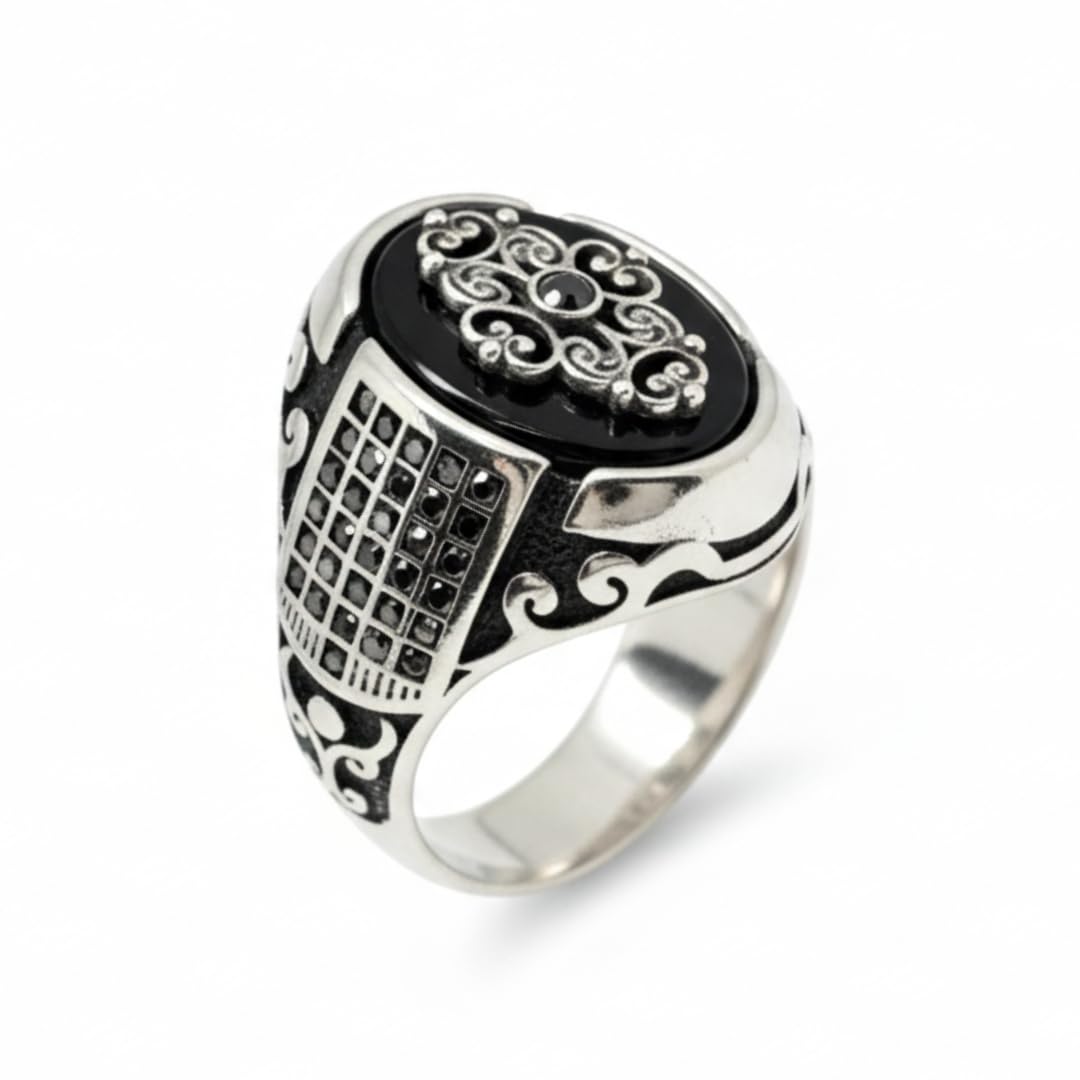 the men thing Royal Series - GRIDLOCK CREST RING - Pure Stainless Steel Men’s Steel-Plated Ring – Statement Luxury Jewelry (Size : - 16-17-18-20-21-24-26-27)-picture-39