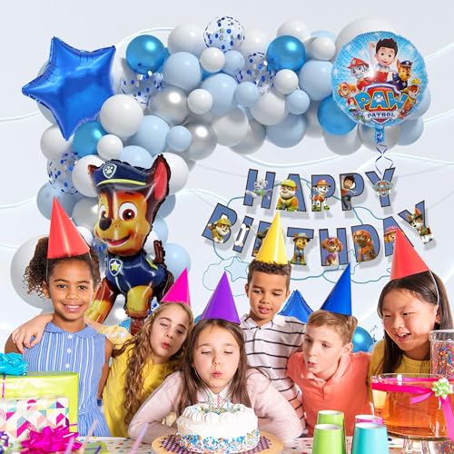 Image of Rozi Decoration Paw Patrol Theme Balloons Garland Decorations Combo Kit for Boys, Girl Birthday Parties Decorations, Happy Birthday Decoration Paw Patrol Dog Theme Birthday Decor Pack of 66 Pcs